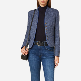 Elegant Marine Wolle Bayerisch Jacke für Frauen mit Gold Button Akzente - Mr Lederhosen