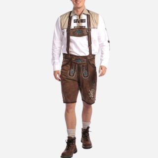 Traditionelle tiefbraune knielange Barbary Lederhosen -Mr Lederhosen
