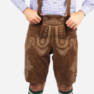 Bayerische kurze Lederhosen Klassisch Braun Für Männer - Mr Lederhosen