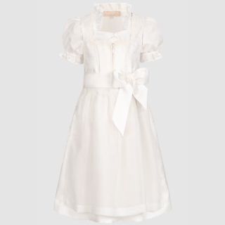 Elegant Children's Dirndl Alke Ecru Traditional Bavarian Dress with Blouse and Apron