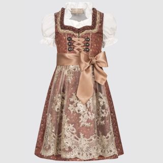 Children's Dirndl Ayla Red Traditional Bavarian Dress for Girls with Blouse