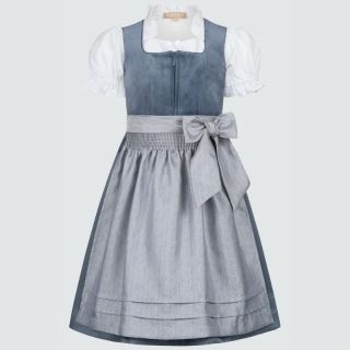 Children's Traditional Bavarian Dirndl Dress Aurela Blue Kids Oktoberfest Outfit with Blouse and Apron