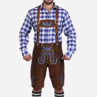 Bavarian Herren Lederhosen Brown Howl - Lederhosen