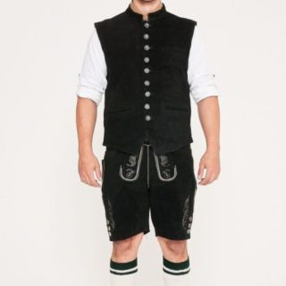 Deutsche Trachtenweste in elegantem Steinschwarz - Mr Lederhosen