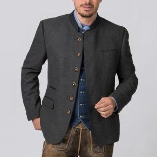 Grauer Trenchcoat Titus Grau Blau Trachten Herren jacke - Mr Lederhosen